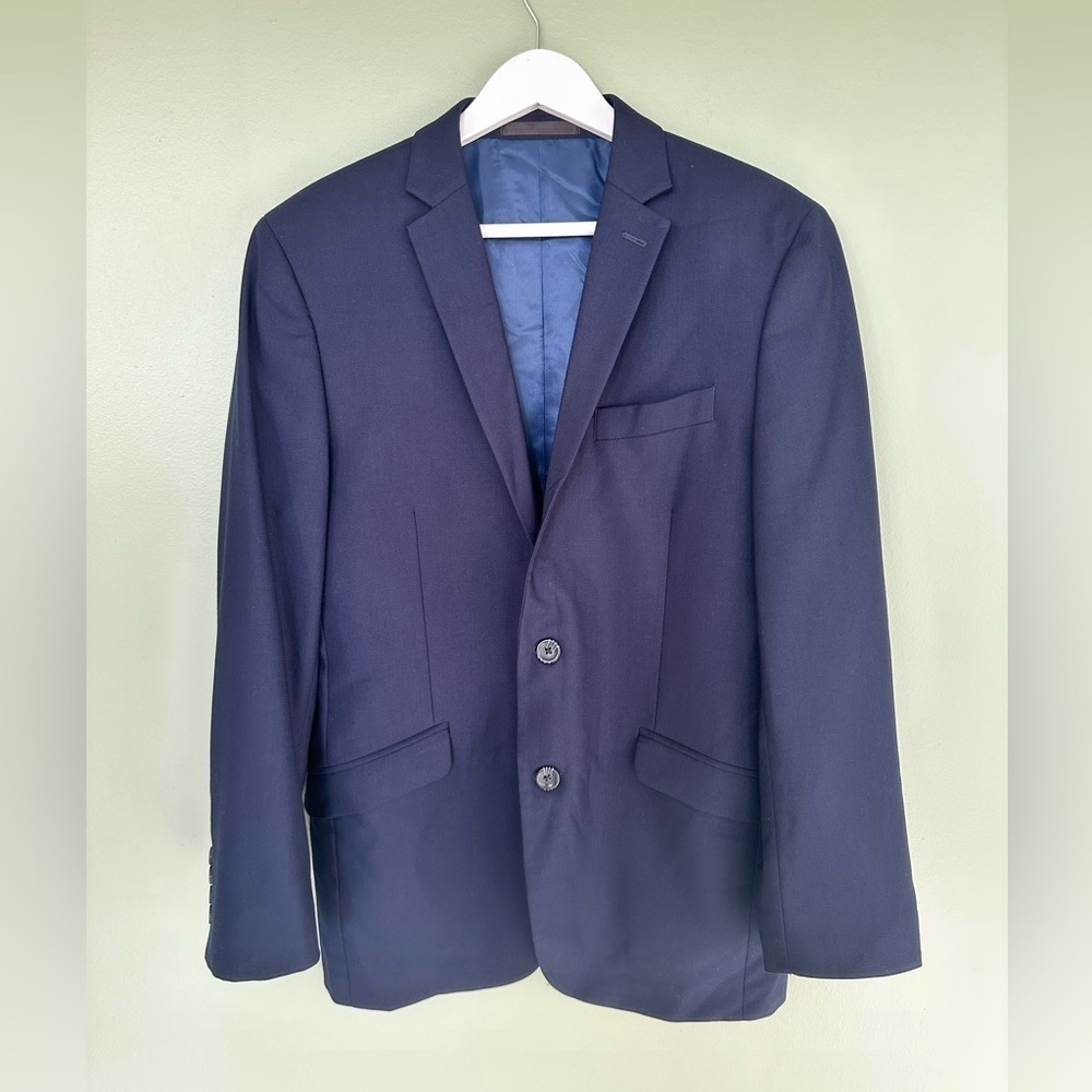 Kenneth Cole Techni-Cole Suit 2 Piece Jacket Pants Set Blue Men Sz 38R 31W Blue  - Picture 6 of 16